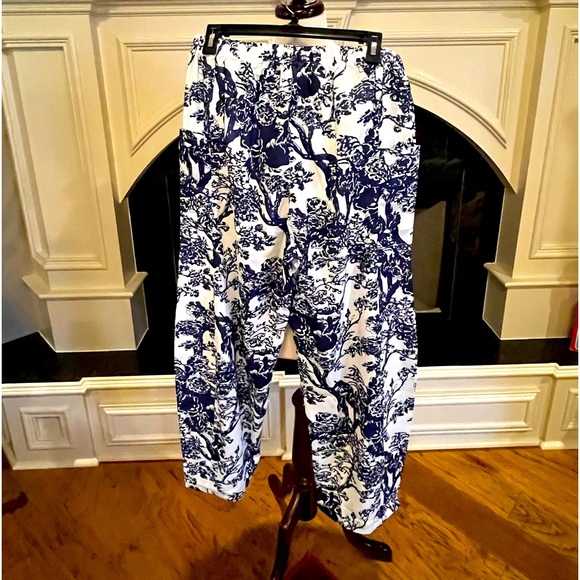 Navy and white wide leg pants - Picture 1 of 9